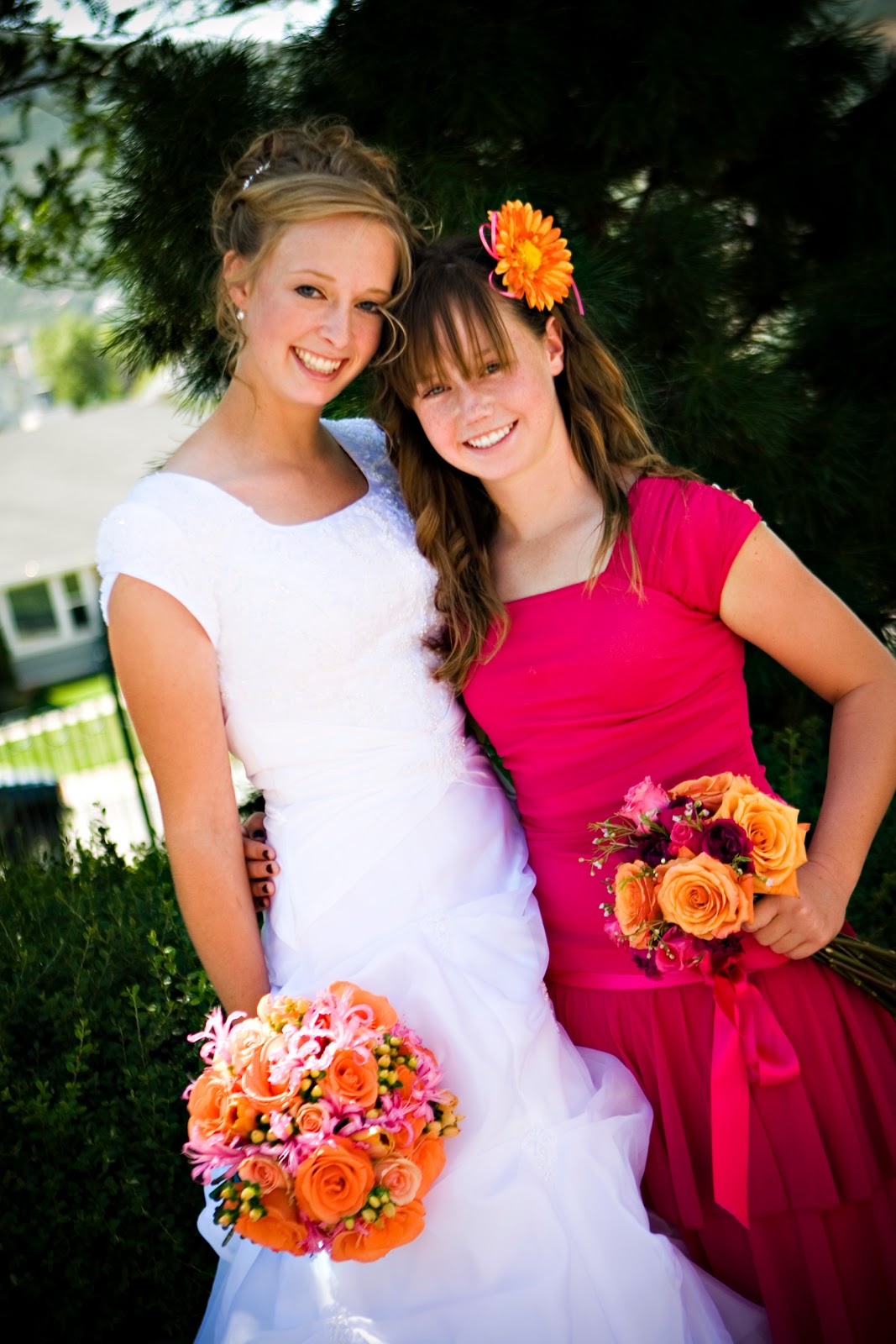 pink and orange wedding