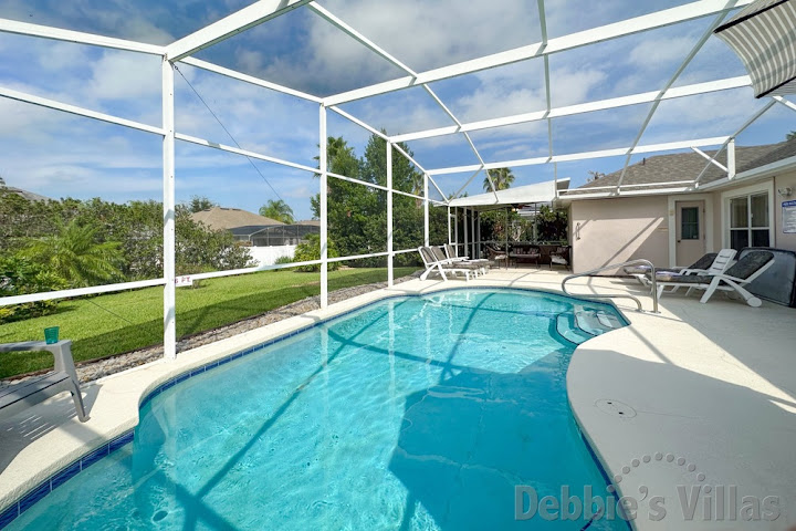 Stunning sunny west-facing pool deck at this Highlands Reserve vacation villa