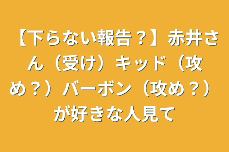 「【下らない報告？】赤井さん（受け）キッド（攻め？）バーボン（攻め？）が好きな人見て」のメインビジュアル