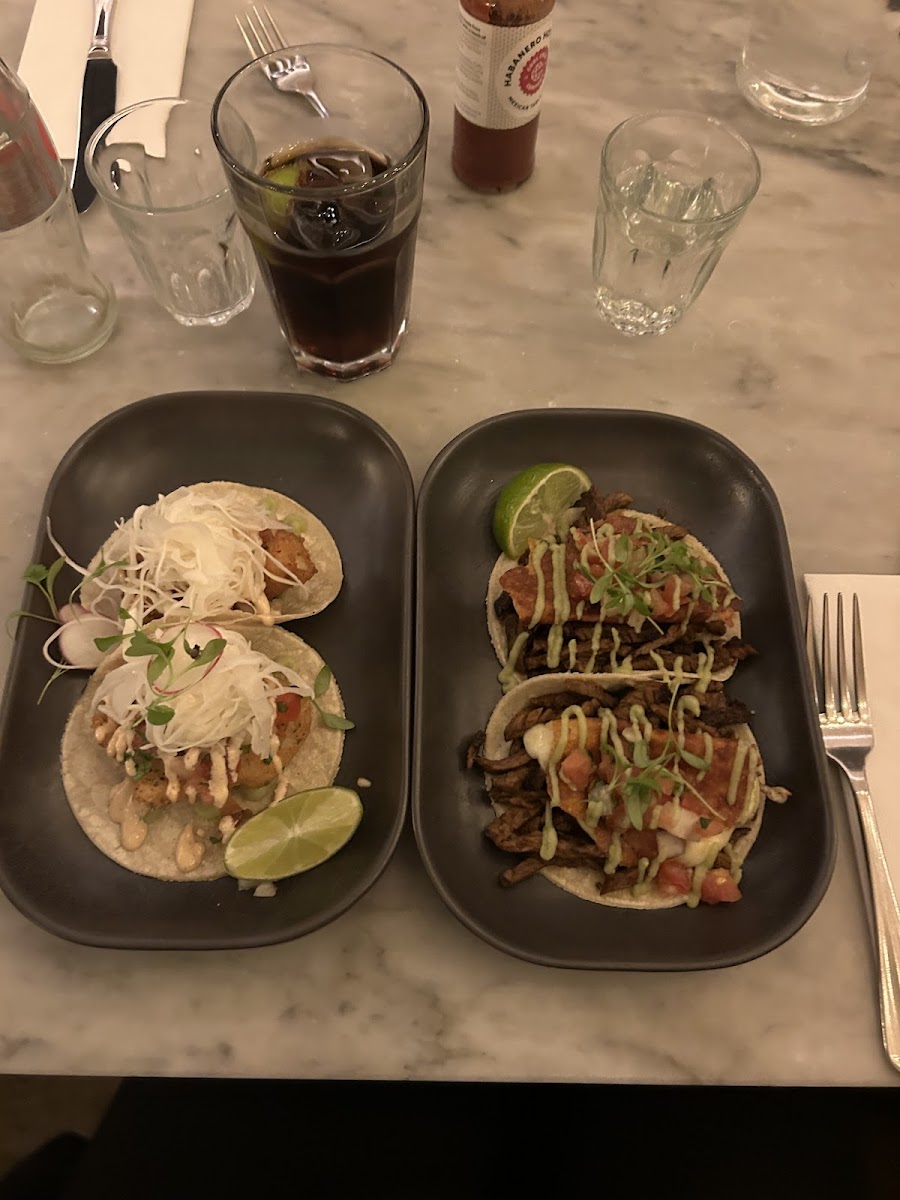 Steak and fish tacos