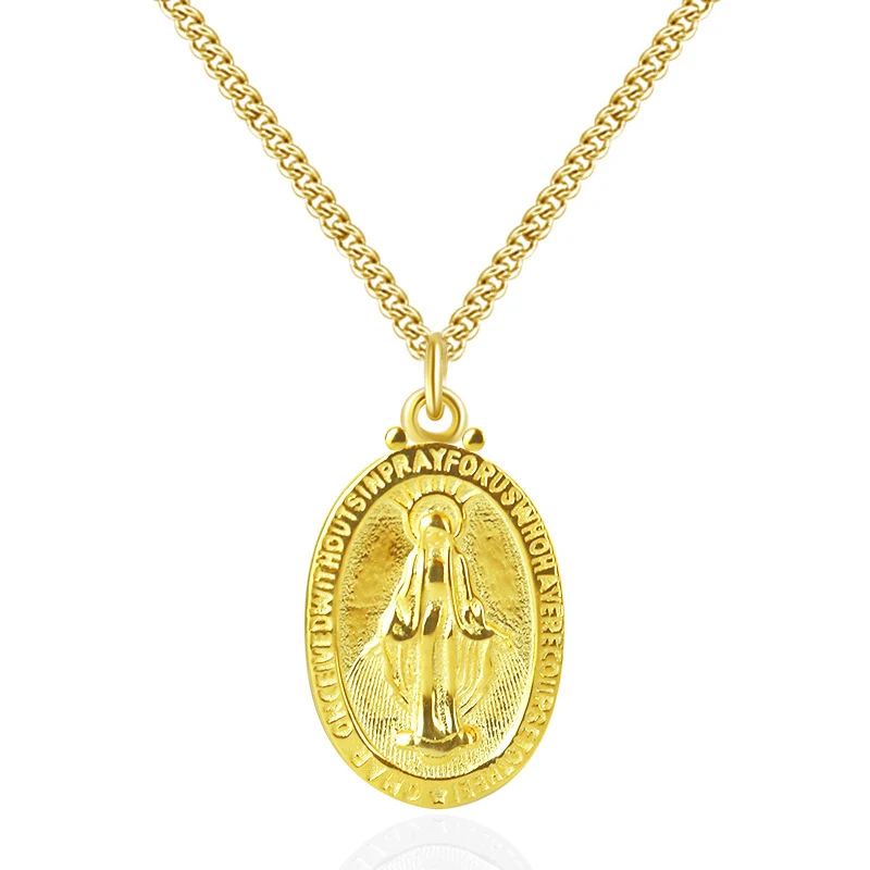 Virgin Mary sweater necklace