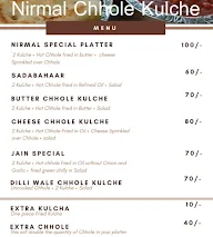 Nirmal Chhole Kulche - Hot And Tasty Chole Kulche menu 1