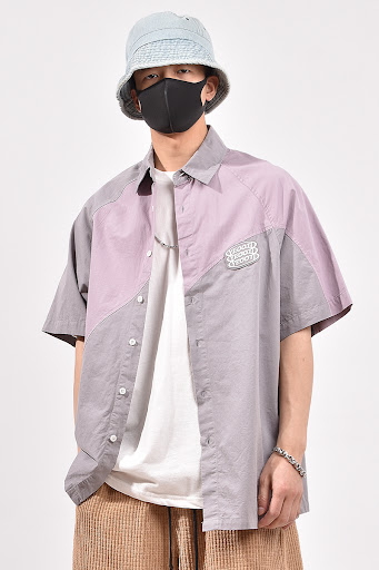 Title 6, Contrasting Color Stitching Shirt MenS Short-S...