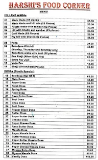 Harshi's Food Corner menu 1