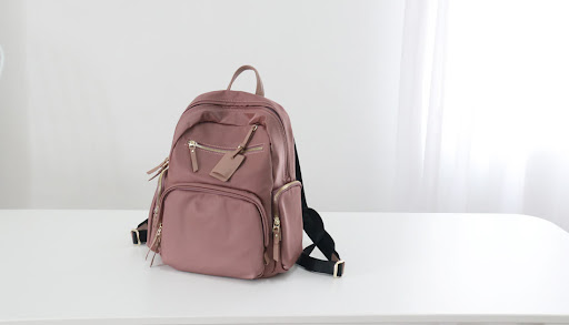 Title 1, Nylon cloth backpack with cowhide leather accen...
