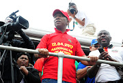 Julius Malema of EFF during the anti-Jacob Zuma march by opposition parties to the Union Buildings in Pretoria, South Africa on 12 April 2017. 