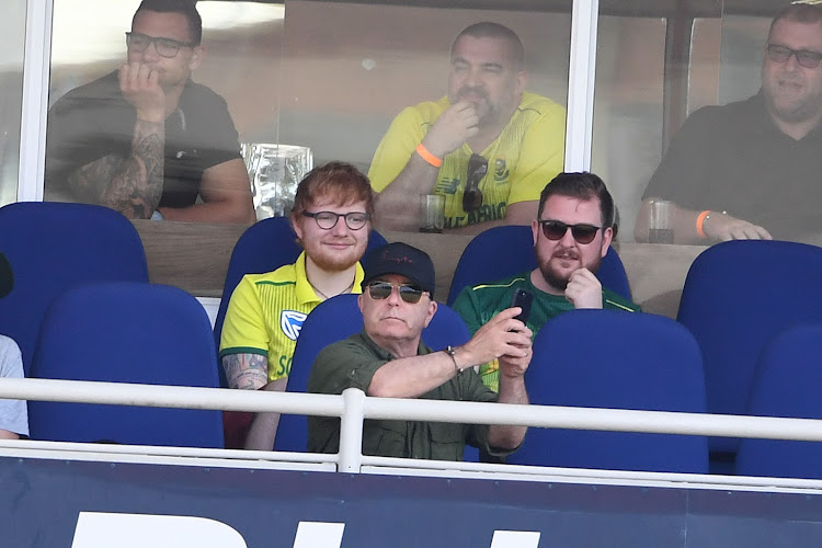Ed Sheeran watched South Africa play Sri Lanka in Joburg ahead of his show.