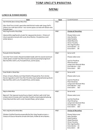 Tom Uncle's Paratha menu 1