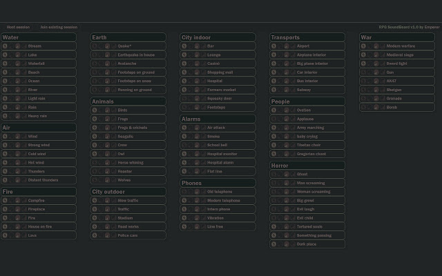 RPG SoundBoard chrome extension