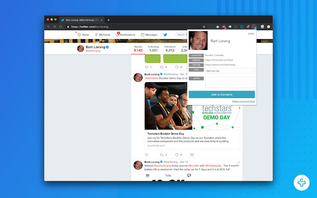 Contacts+ Social Clip chrome extension