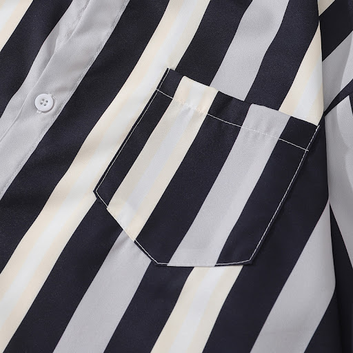 Title 3, Mens Retro Contrast Color Striped Print Long S...