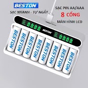 Bộ Sạc Pin Aa Aaa Beston C9024L 8 Khe, Mẫu Mới 2022 Sạc Nhanh, Tự Ngắt Khi Đầy, Đèn Led Báo Thông Minh, Pin Micro Remote