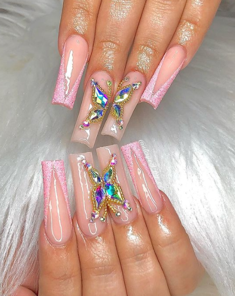  Butterfly Bling Butterfly Nail Design