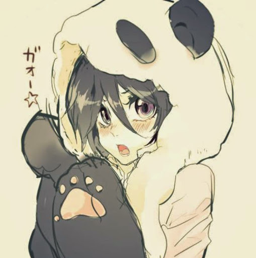 anime girl with panda hoodie