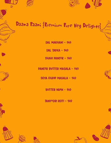 Dana Paani menu 