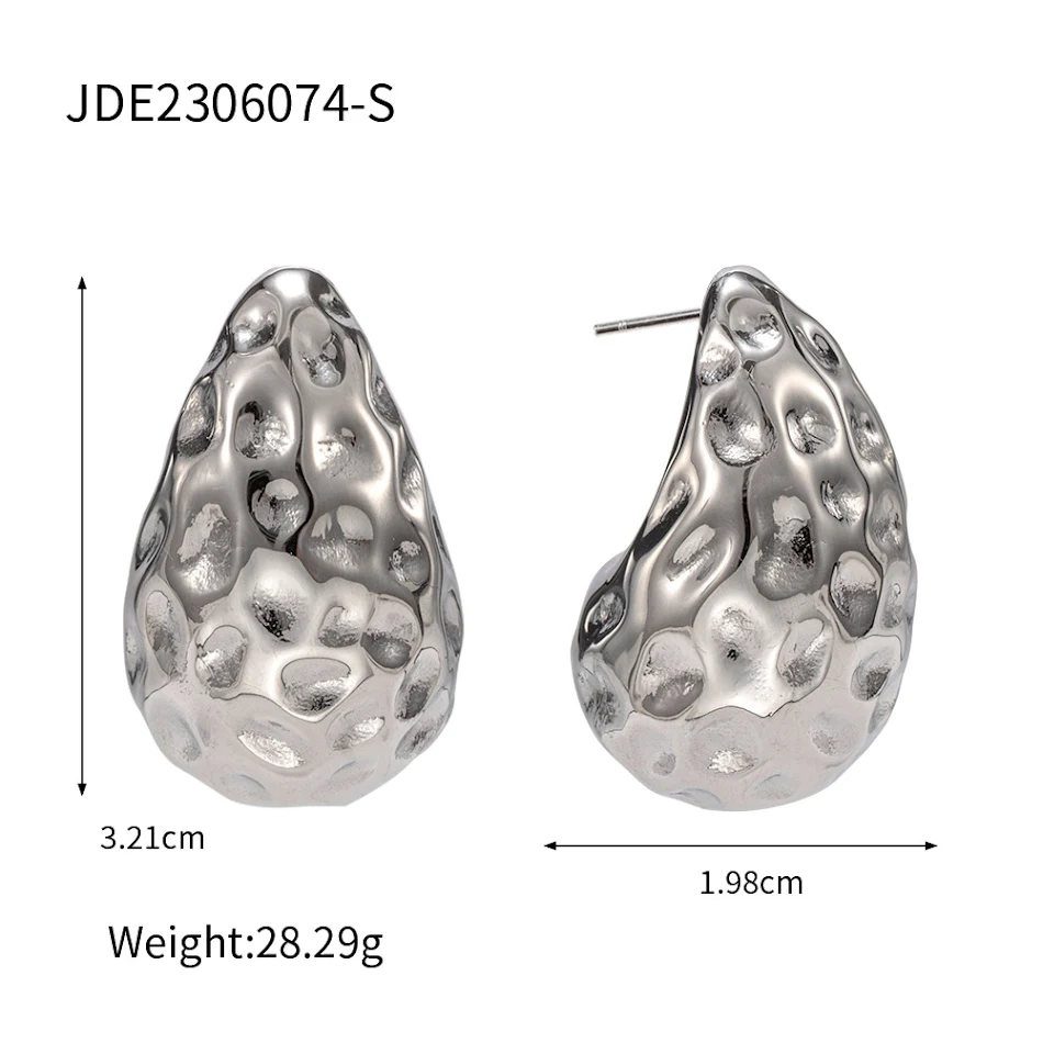 Boucles d'oreilles en acier inoxydable design exagéré forme goutte creuse. Élégance audacieuse, parfaites pour un look tendance.