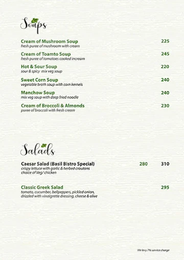 Basil Bistro menu 