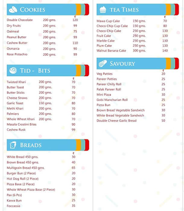 O-Cakes menu 