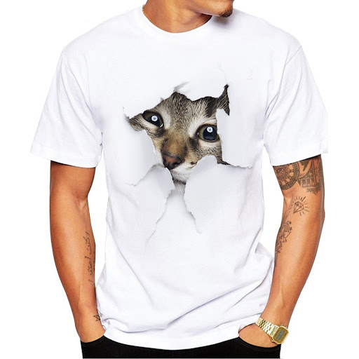 Title 7, Mens T Shirt Short Sleeve 3D Cat T Shirt Male ...