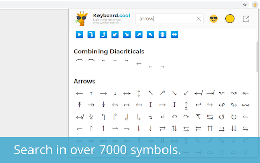 ‘Combining Diacriticals sus Search over 7000 symbols. 