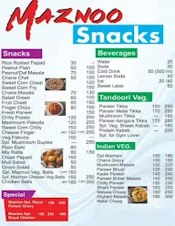 Maznoo Snacks menu 1