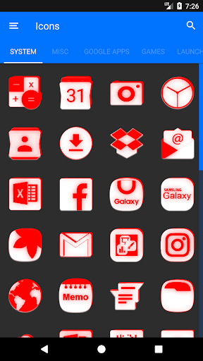 Screenshot Inverted White Red Icon Pack