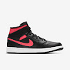 wmns air jordan 1 mid black / white / siren red