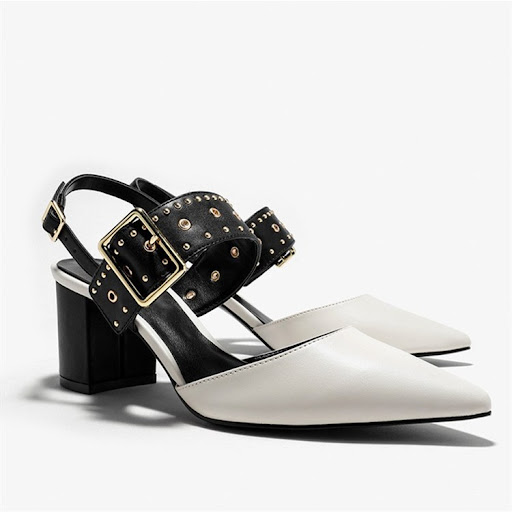 Title 5, Thick-Heeled Sandals with One-Word Buckle, Empt...
