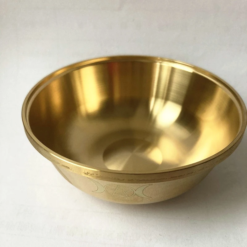 Tigela trifásica estrela de cinco pontas de cobre puro para altar e cerimônia. Instrumento ritualístico com benefícios espirituais.