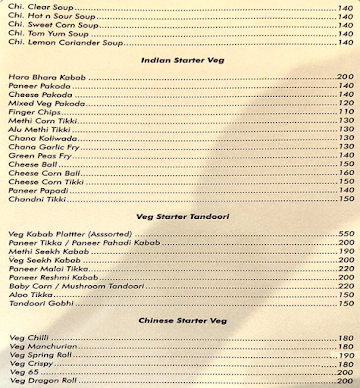 Royal Park Family Restaurant & Bar menu 