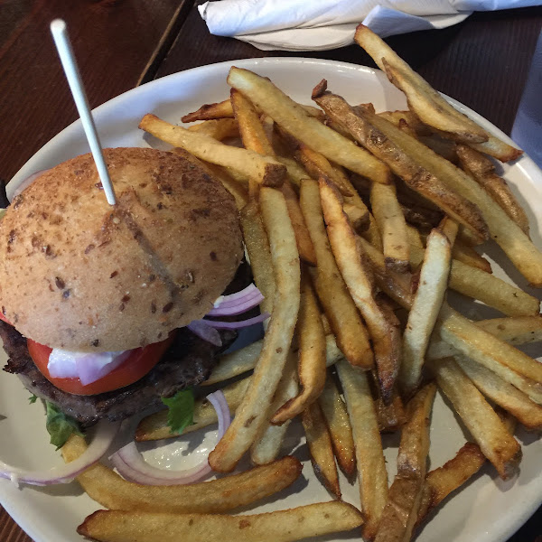 Gluten free burger and fries.