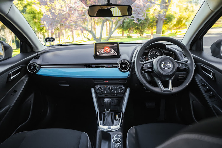 Mazda2 Dynamic and Individual models sport a seven-inch infotainment system. Interior trim colour varies, depending on the exterior colour applied.