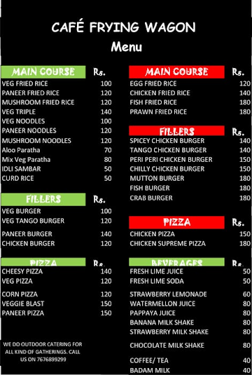 Cafe Frying Wagon menu 