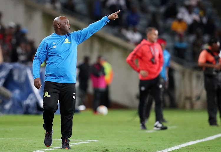 Pitso Mosimane, coach of Mamelodi Sundowns during the Absa Premiership 2018/19 match between Orlando Pirates and Mamelodi Sundowns at the Orlando Stadium, Soweto on the 01 April 2019.