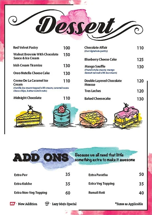 Cafe LazyMojo menu 