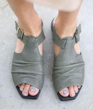 Title 5, Hollow Roman Sandals with Buckle Summer Style a...