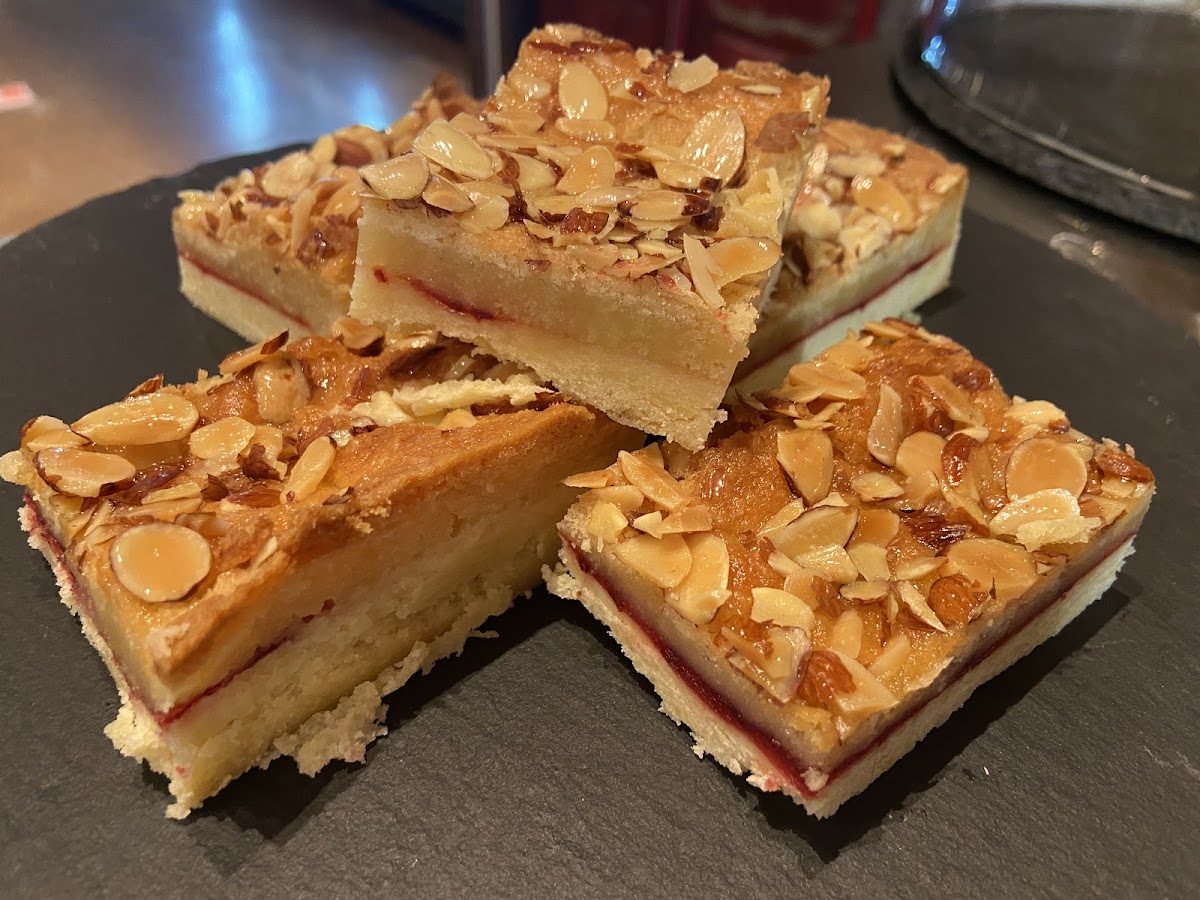 Our gluten-free raspberry shortbread bars are very popular!