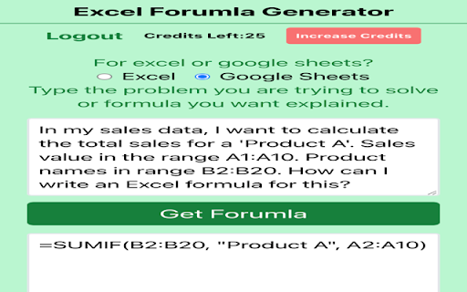 Execel Formula Generator