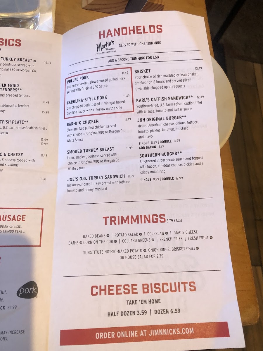 Left side of menu