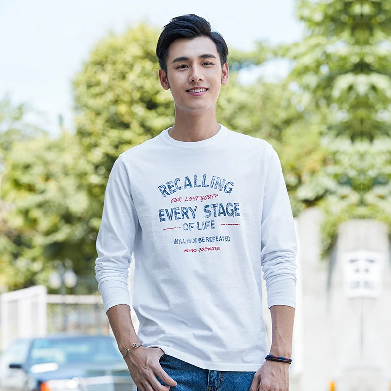 White cotton round neck long sleeves