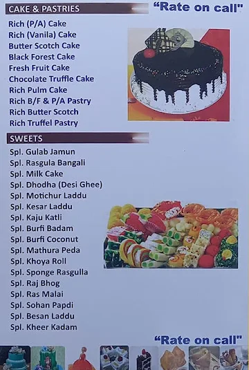 Samrat Sweets Bakery & Restaurant menu 