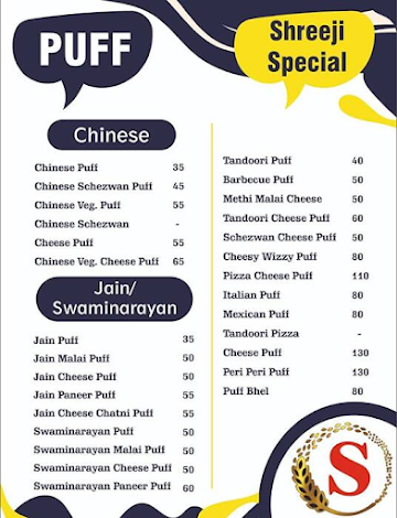 Shreeji Baker's menu 