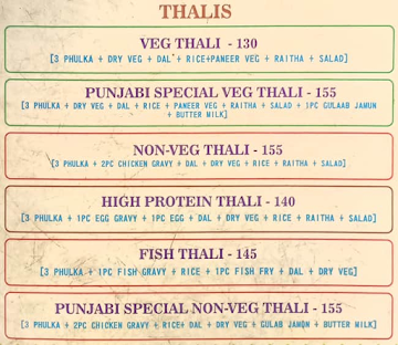 New Punjabi Hotel- Murugesh Palya menu 