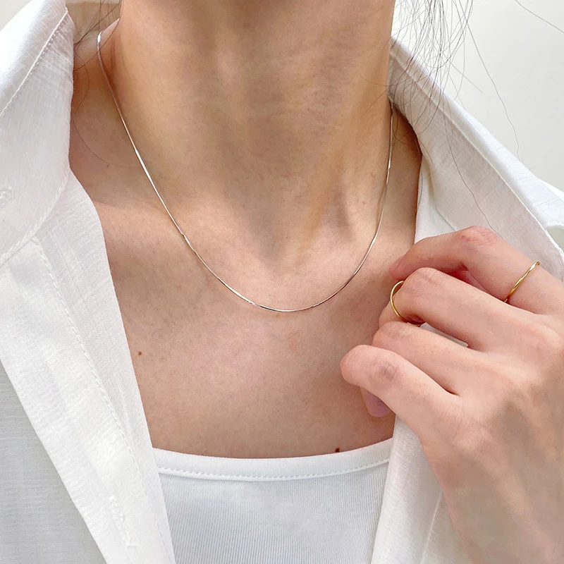 Title 3, Collier ras du cou en acier titane Snake Bone u...