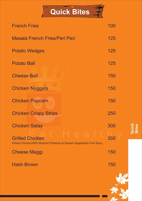 Egg Kingdom menu 