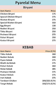 Pyarelal menu 1