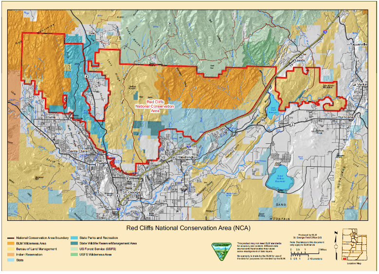 A map of the Red Cliffs National Conservation Area from the complaint.