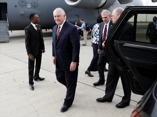 US Secretary of State Rex Tillerson arrives at Jomo Kenyatta International Airport in Nairobi ahead of his departure for Chad, March 9, 2018. /REUTERS