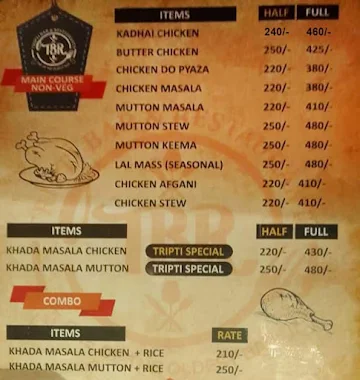 Tripti Bar & Nawab's Restaurant menu 