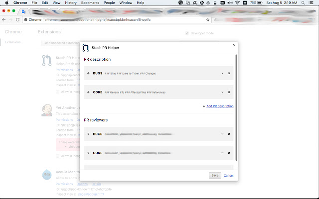 Stash PR Helper chrome extension